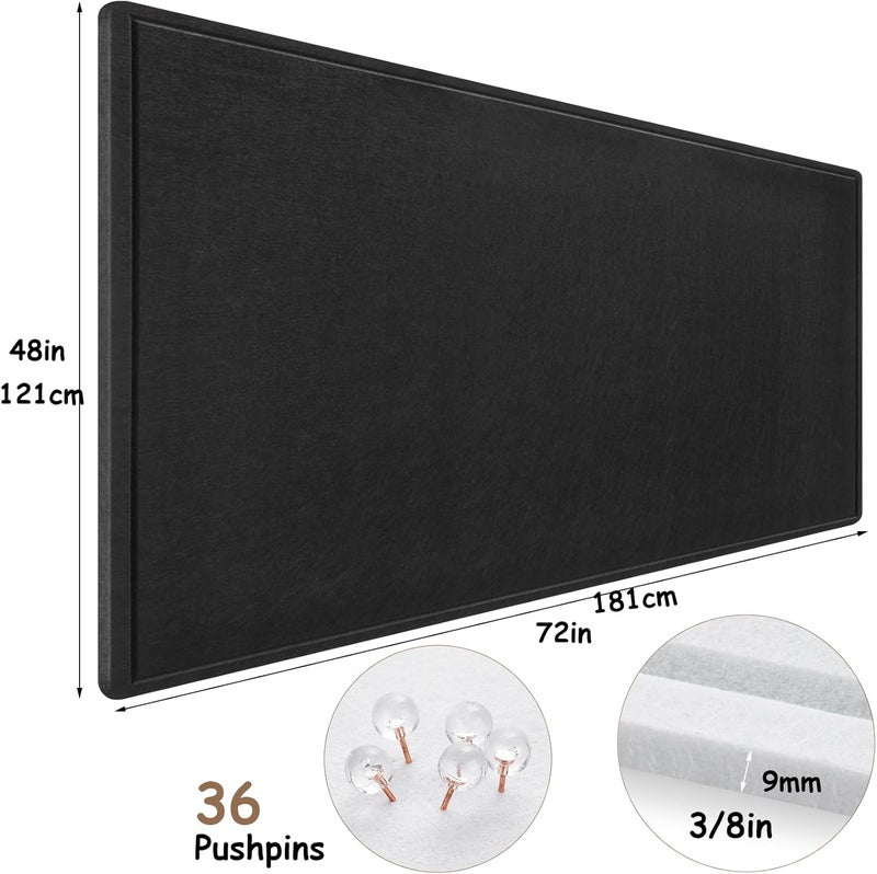 Bcabo Large Bulletin Board, Foldable 72x48 Inches Cork Board Alternative, Large Felt Board Decorative Pin Board for Wall, Foldable Photo Board Self-Adhesive Vision Board with 36 Pushpins Black - Image 3